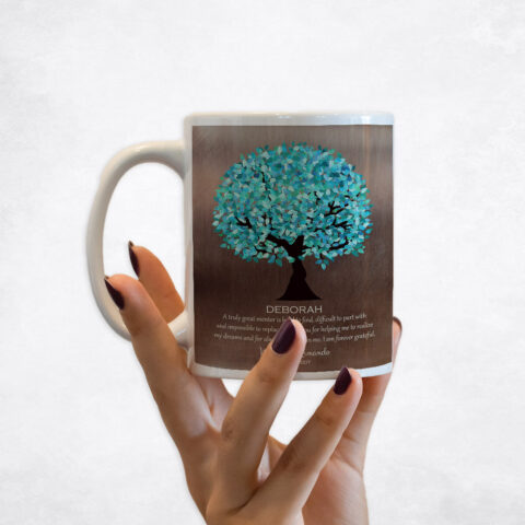 Turquoise Canopy Tree Bronze Leadership Appreciation Coffee Mug M-1392_b