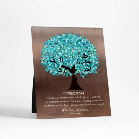 Turquoise Tree Leadership Appreciation Bronze Desktop Plaque Gift for mentor D-1392_b