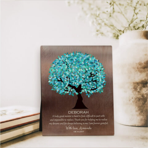 Turquoise Tree Leadership Appreciation Bronze Desktop Plaque Gift for mentor D-1392_b