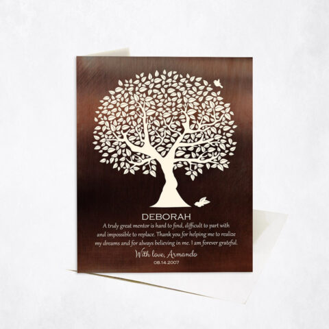 Olive Mentor Silhouette Tree Admiration Quote Leadership Appreciation Stationery Card-1392