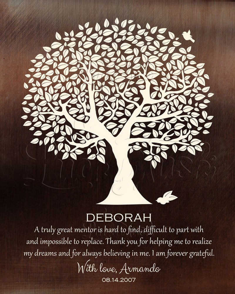 Olive Mentor Silhouette Tree Admiration Quote on Bronze retirement Wall Plaque LTC-1392