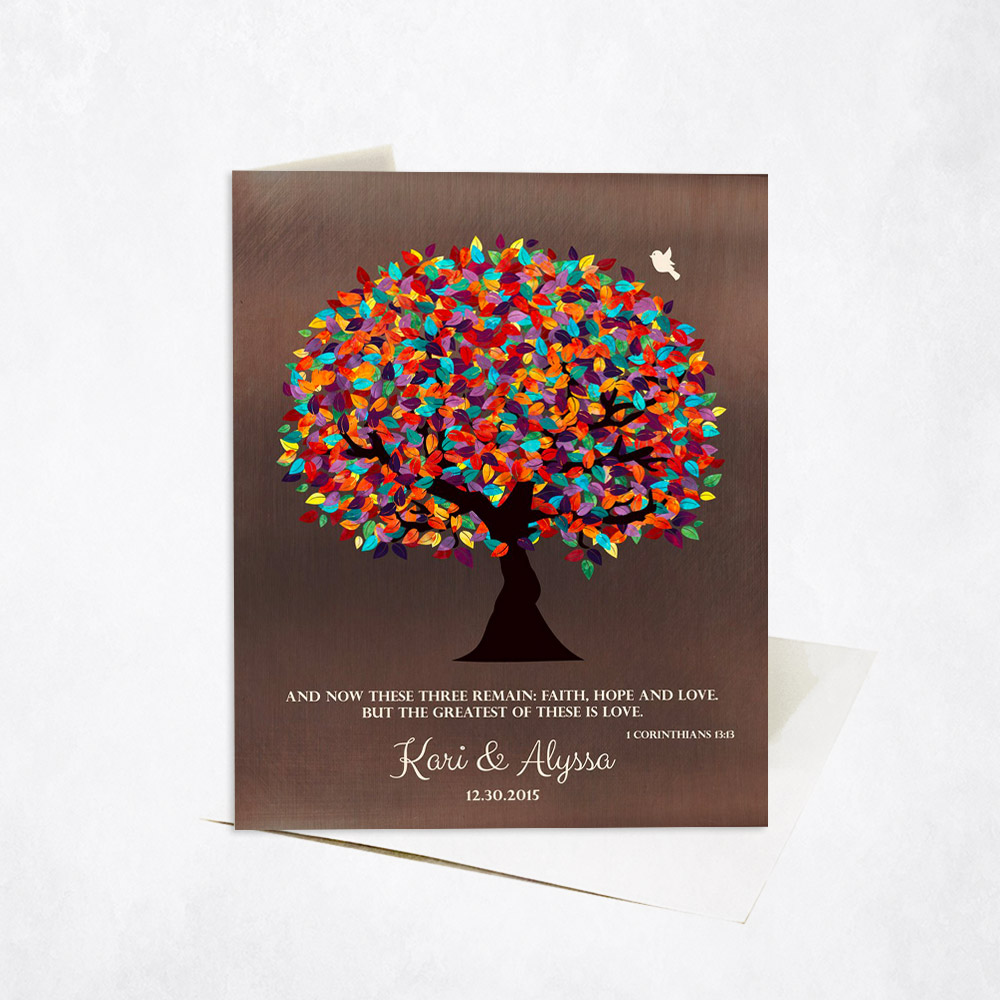 Picture of Colorful Wife Appreciation Tree Corinthians Verse anniversary Stationery Card C-1393