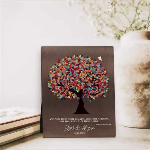 Spring Tree anniversary Bronze Desktop Plaque Gift for couple D-1393