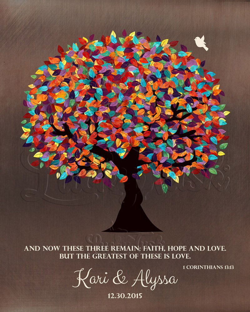 Colorful Wife Appreciation Tree Corinthians Verse on Bronze anniversary Wall Plaque LTC-1393