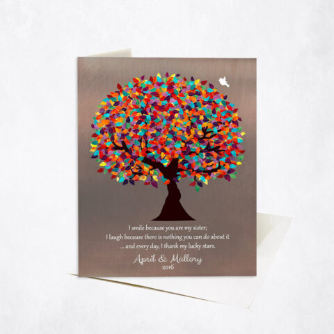 Colorful Sibling Gratitude Tree Quote for Sisters family appreciation Stationery Card-1395