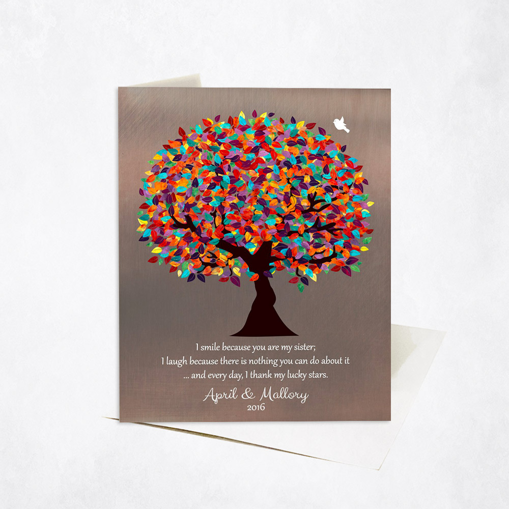 Picture of Colorful Sibling Gratitude Tree Quote for Sisters family appreciation Stationery Card C-1395