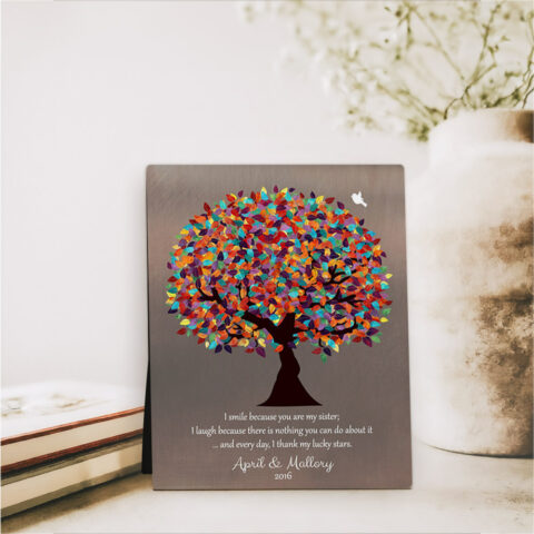 Spring Tree family appreciation Bronze Desktop Plaque Gift for sister D-1395