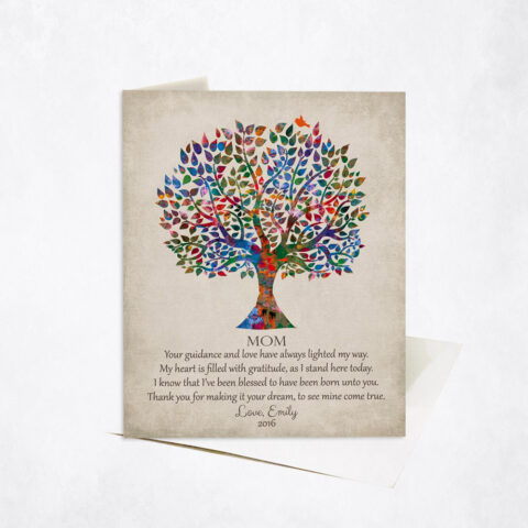 Watercolor Tree Poem Mother Appreciation Mother’s Day Stationery Card-1396