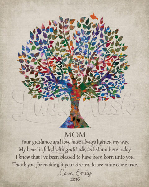Gift For Mother Poetry Family Tree Thank You Gift For Mom Making My Dream Come True 1396