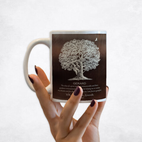 Large White Oak Tree Bronze Leadership Appreciation Coffee Mug M-1397