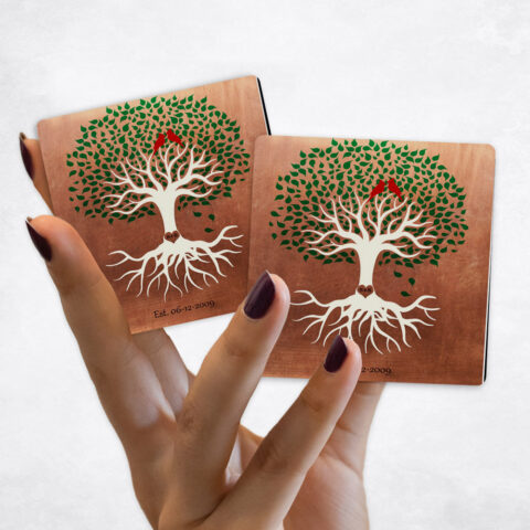 7th anniversary Green Canopy Tree with Roots on Copper Magnet Set MAG-1398