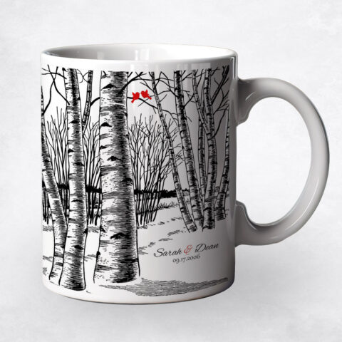 Birch Tree Winter Forest 10th anniversary Coffee Mug M-1399