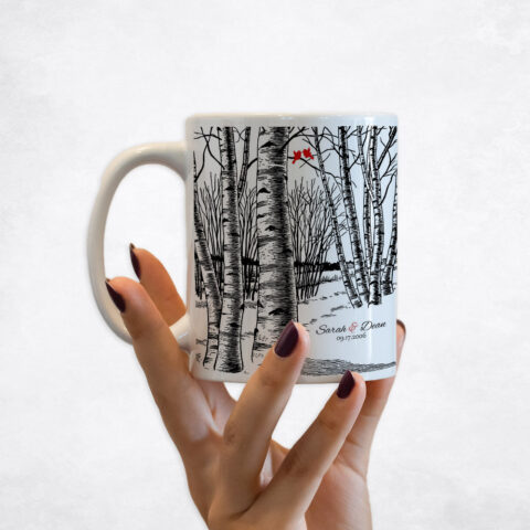 Birch Tree Winter Forest 10th anniversary Coffee Mug M-1399