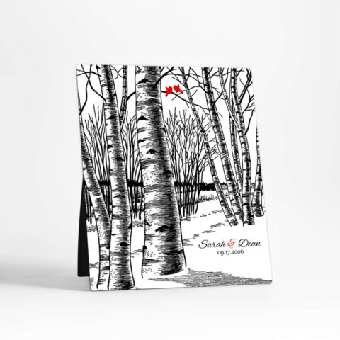 Birch Tree Winter 10th anniversary  Desktop Plaque Gift for couple D-1399