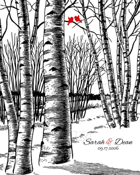 Winter Romance Wedding Bare Birch Tree Forest Snow 10 Year Anniversary For Wife 1399