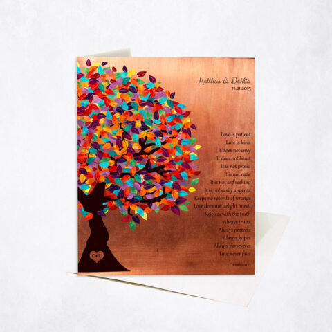 Colorful Tree Scripture Corinthians 7th anniversary Stationery Card-1403