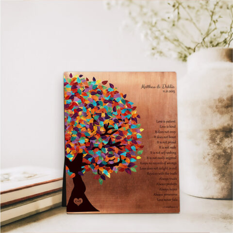 Spring Tree 7th anniversary Copper Desktop Plaque Gift for couple D-1403