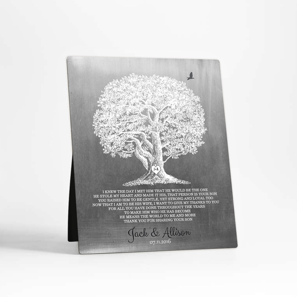 Single image of Oak Tree wedding Tin Desktop Plaque