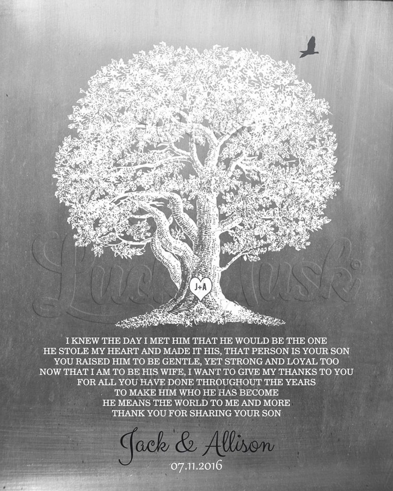 White Oak Tree Poem Mother of Groom Gratitude on Tin wedding Wall Plaque LTC-1406