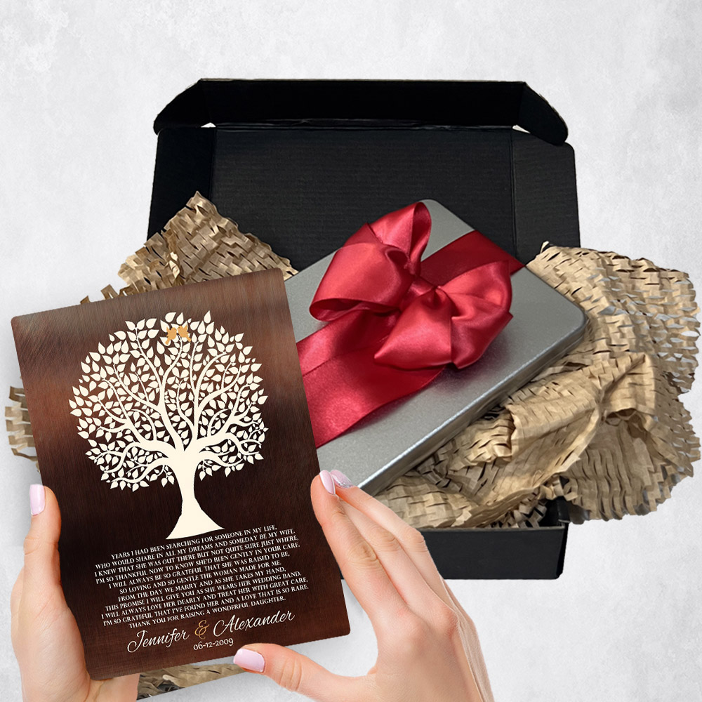 Personalized wedding gift delivery for mother of the bride Silhouette Tree Bronze plaque for a unique and permanent flower delivery alternative. wedding gift delivery.