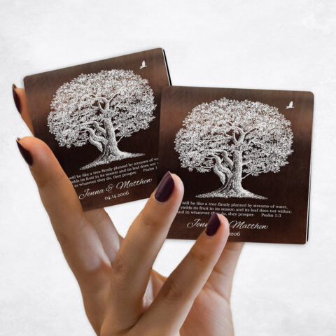 8th anniversary Large White Oak Tree on Bronze Magnet Set MAG-1414