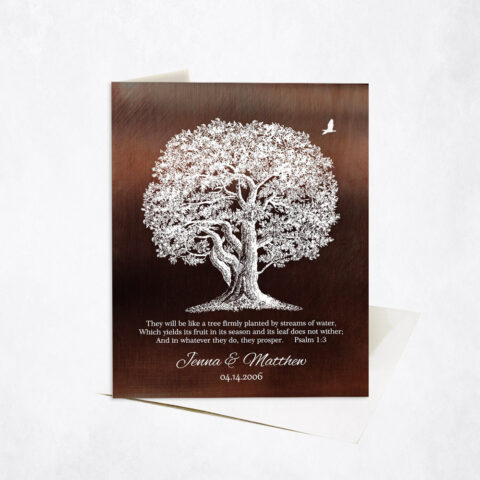 Large Oak Wife Appreciation Family Tree Scripture Firmly Planted 8th anniversary Stationery Card-1414