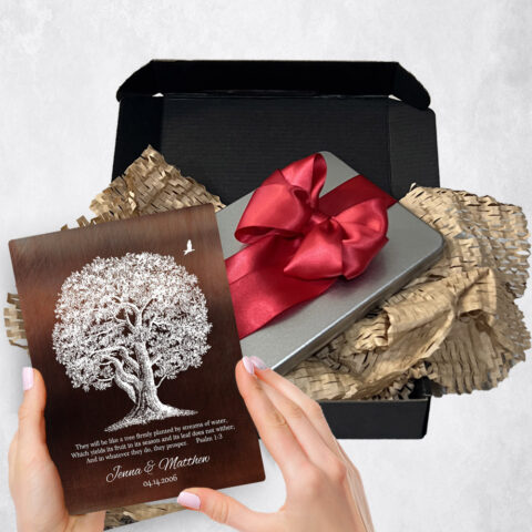 8th anniversary Gift Delivery for couple, husband or wife Firmly Planted Oak Tree Bronze  Plaque TOY-1414