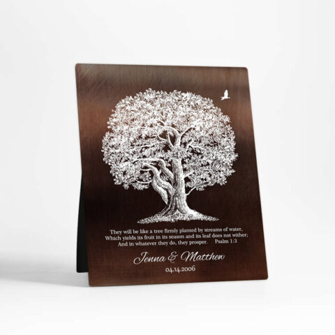 Firmly Planted Oak Tree 8th anniversary Bronze Desktop Plaque Gift for couple D-1414