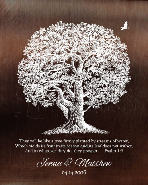 They Will Be Like A Tree Firmly Planted Psalm 1:3 Large Oak Personalized Names Anniversary #1414