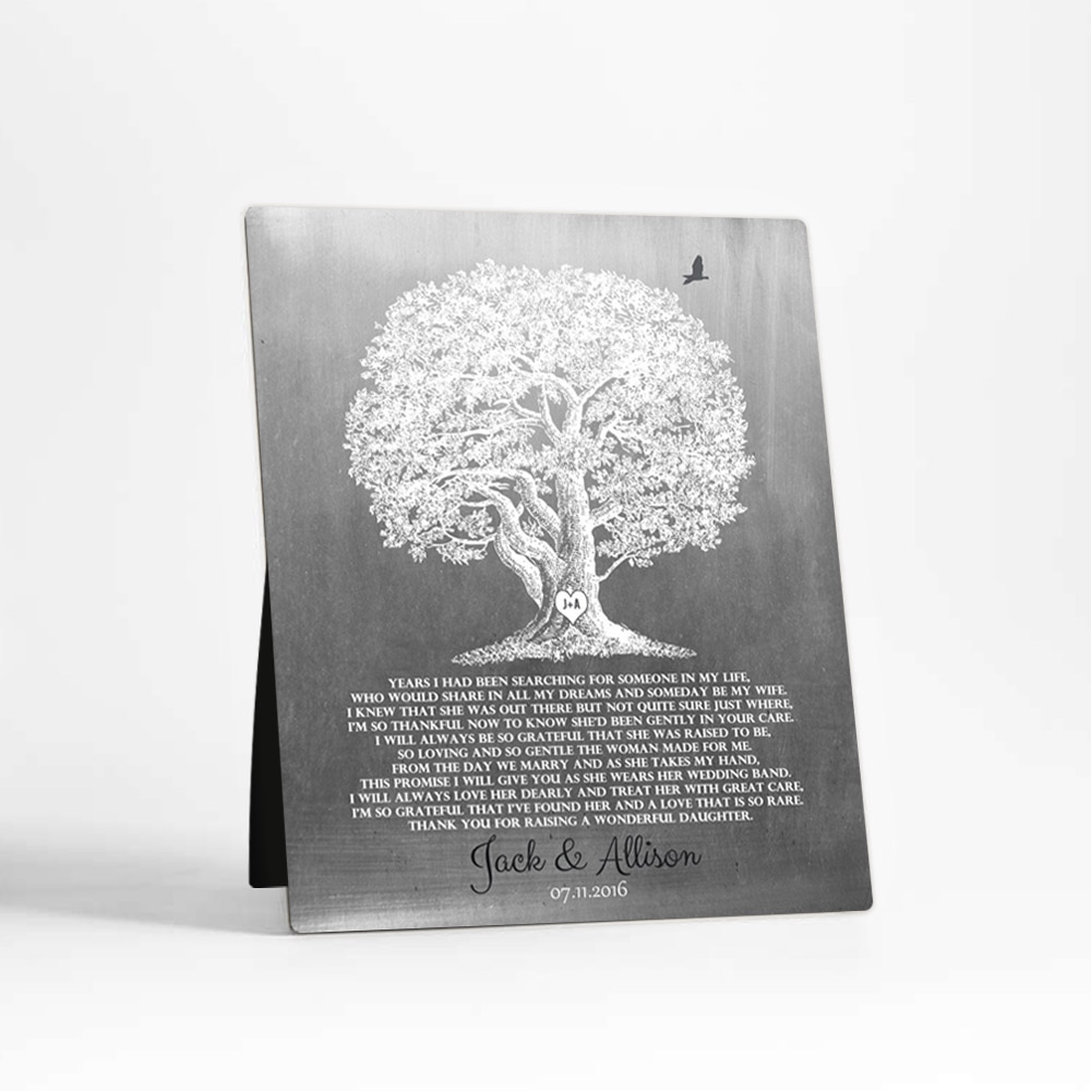 Single image of Oak Tree wedding Tin Desktop Plaque