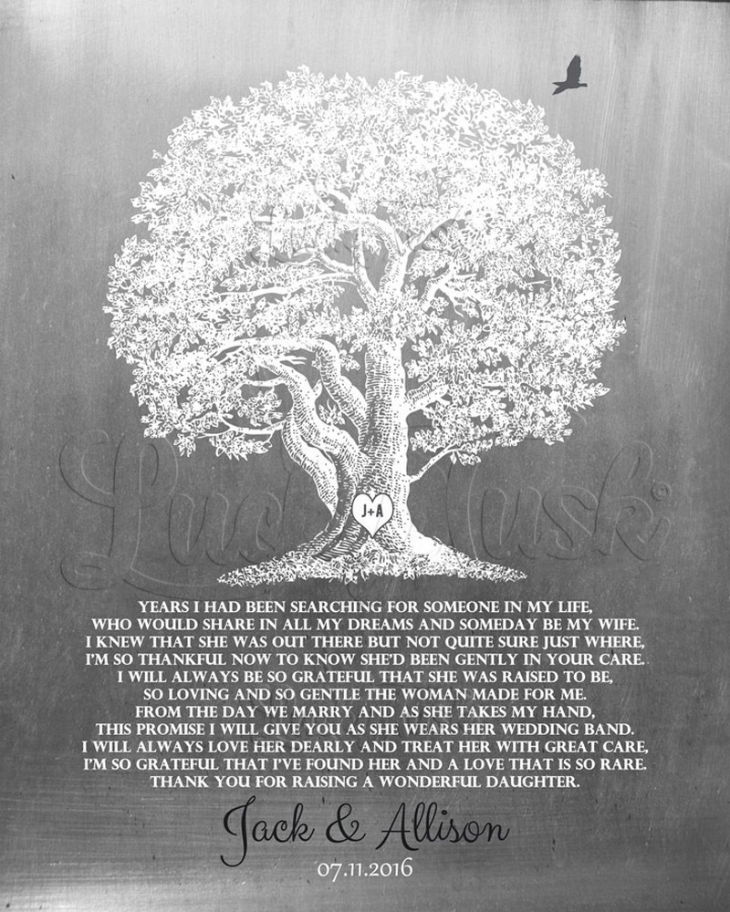 Large Oak Tree Mother of Groom Poem on Tin wedding Wall Plaque LTC-1416