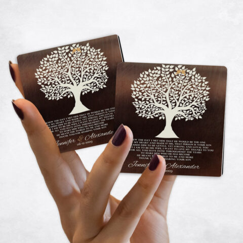 wedding White Silhouette Tree on Bronze Magnet Set MAG-1419