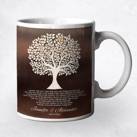 White Silhouette Tree Bronze wedding Coffee Mug M-1419