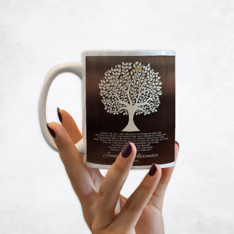 White Silhouette Tree Bronze wedding Coffee Mug M-1419