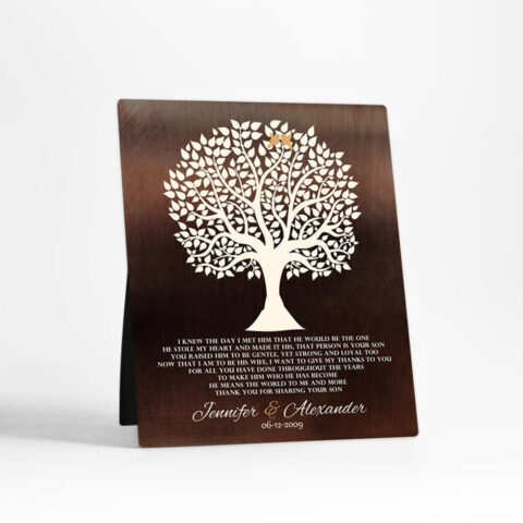 Silhouette Tree wedding Bronze Desktop Plaque Gift for mother of the groom D-1419