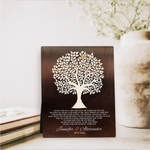 Silhouette Tree wedding Bronze Desktop Plaque Gift for mother of the groom D-1419