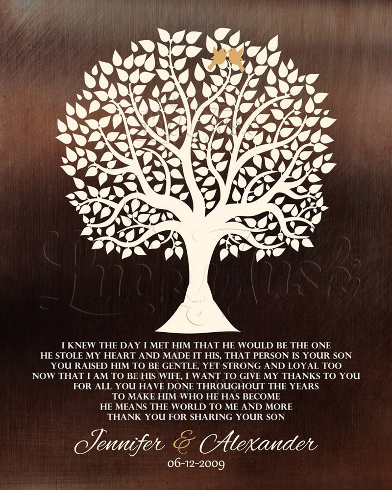 Mother of the Groom Silhouette Tree Poem on Bronze wedding Wall Plaque LTC-1419