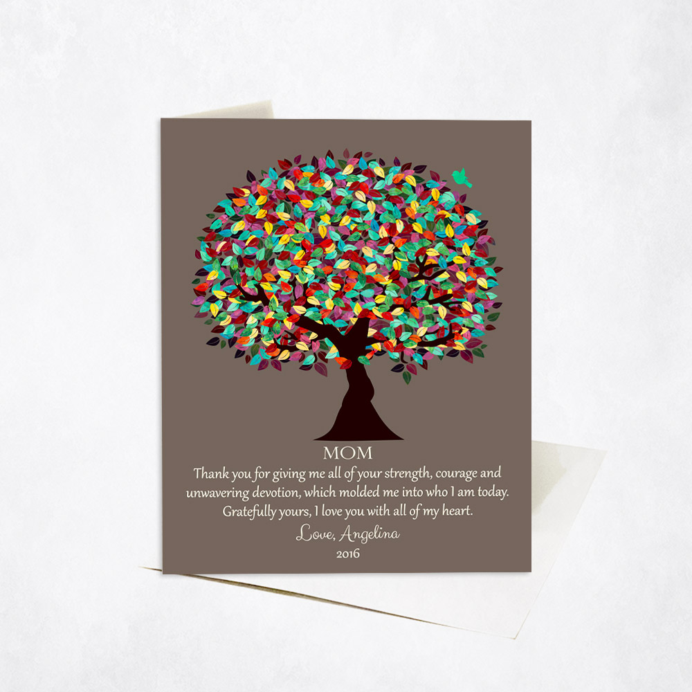 Picture of Colorful Spring Mom Gratitude Tree Quote Mother's Day Stationery Card C-1420