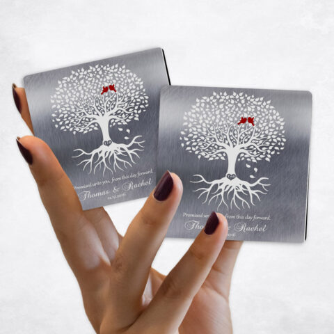 engagement White Tree with Roots on Tin Magnet Set MAG-1421