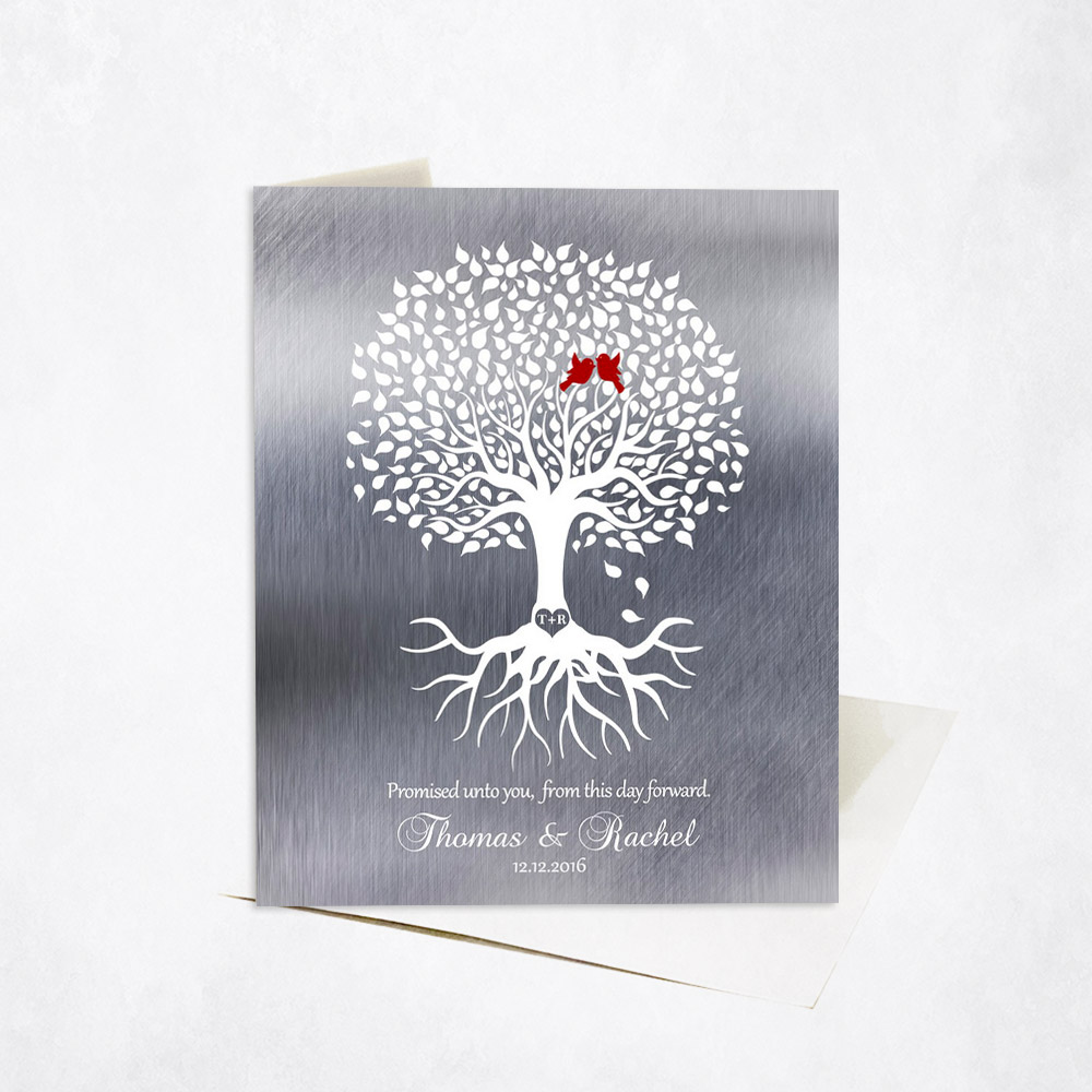 Picture of White Engagement Quote Tree with Roots engagement Stationery Card C-1421