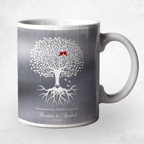 White Tree with Roots Tin engagement Coffee Mug M-1421