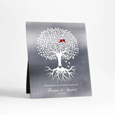 Rooted Tree engagement Tin Desktop Plaque Gift for couple D-1421