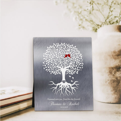 Rooted Tree engagement Tin Desktop Plaque Gift for couple D-1421