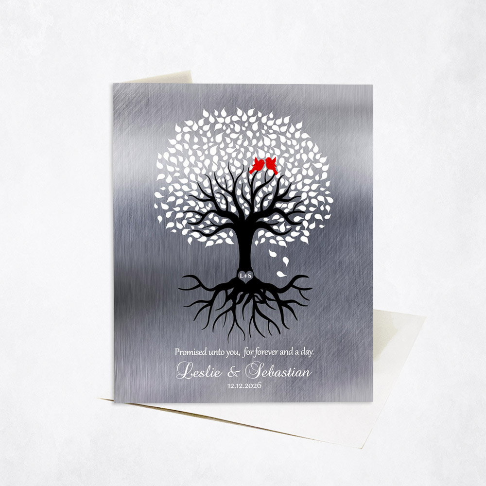 Picture of White and Black Engagement Quote Tree with Roots engagement Stationery Card C-1422