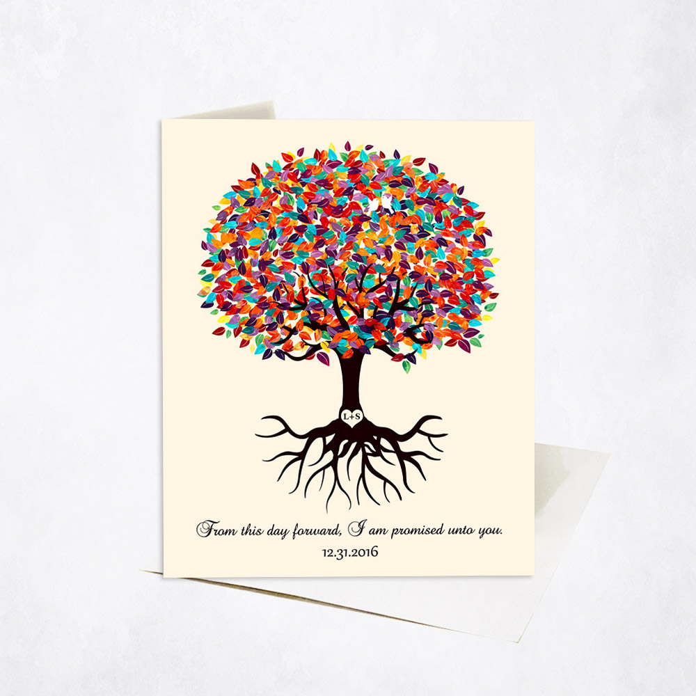 Picture of Colorful Engagement Tree Promise Quote engagement Stationery Card C-1425