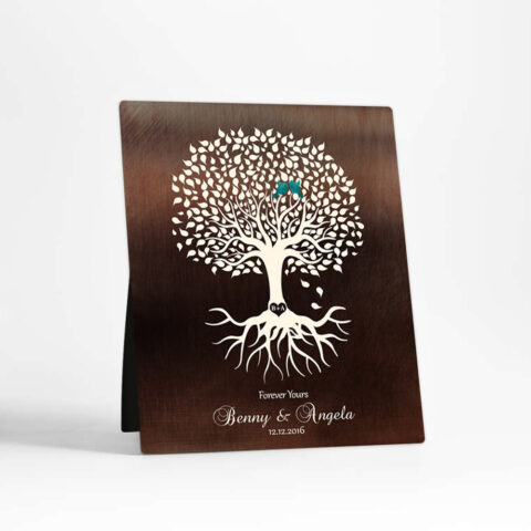 Rooted Tree engagement Bronze Desktop Plaque Gift for couple D-1426