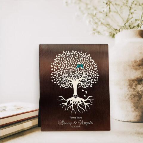 Rooted Tree engagement Bronze Desktop Plaque Gift for couple D-1426