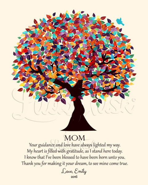 Gift For Mother on Graduation Day, Thank You Gift for Parents, Spring Tree, Thank You Poem #1427