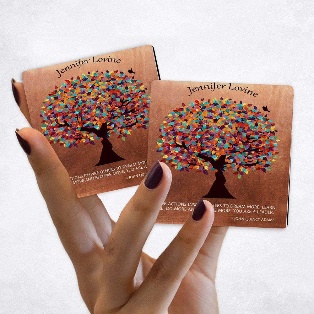 Close up picture of Leadership Appreciation Colorful Spring Tree on Copper Magnet Set MAG-1429