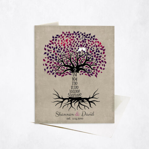 Anniversary by Year Tree Second Countdown 2nd anniversary Stationery Card-1431